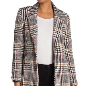 Sebby Glen Two Button Woven Coat Long Sleeve Plaid